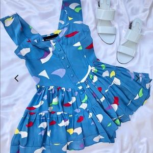 Vanessa Mooney Elisabeth Romper Dress - Blue Paint Silk